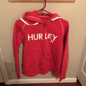 Hurley Red Sweatshirt w/ White Embroidered Letters